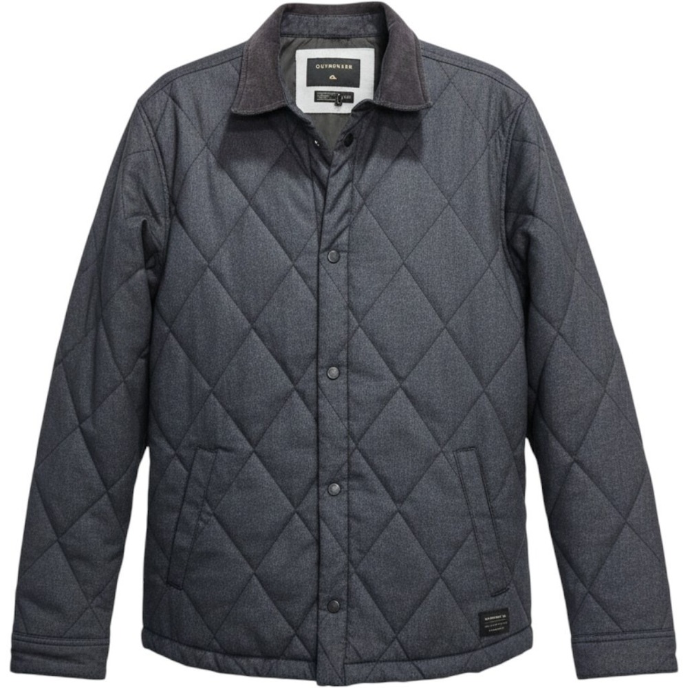Quiksilver Mens Gray Quilted Snap Front Jacket Corduroy Collar Size Large